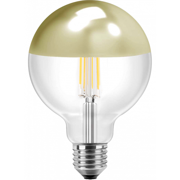 LED Filament Vintage Lampe Globeform G125 E27 7W 645lm warmweiß Spiegelkopf Gold 180°