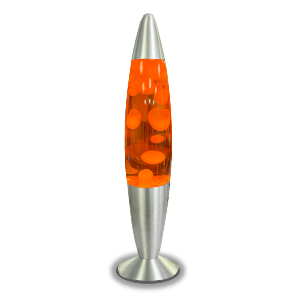 LED Lavaleuchte 25W (400 x 74) mm mit 9,8 cm Standfuß 580 ml weißes Wachs + orangene Flüssigkeit