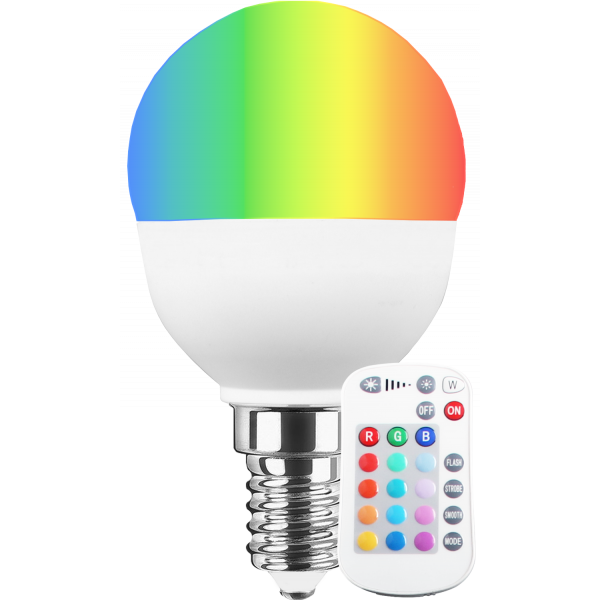 LED SMD Lampe MiniGlobe E14 5,5W 470lm RGB+warmweiß dimmbar