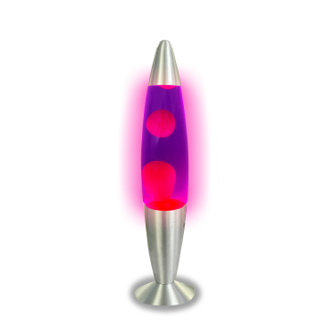 LED Lavaleuchte 20W (339 x 62) mm mit 8,9 cm Standfuß 310 ml rosa Wachs + lila Flüssigkeit
