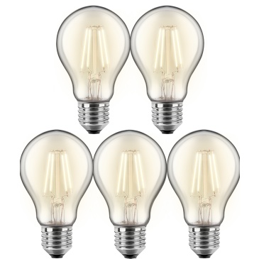 5x LED Filament Lampe Birnenform E27 7W 810lm warmweiß Aktion