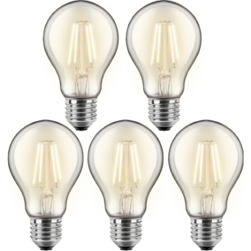 5x LED Filament Lampe Birnenform E27 7W 810lm warmweiß Aktion