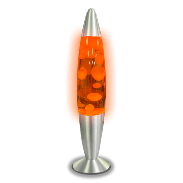 LED Lavaleuchte 25W (400 x 74) mm mit 9,8 cm Standfuß 580 ml weißes Wachs + orangene Flüssigkeit