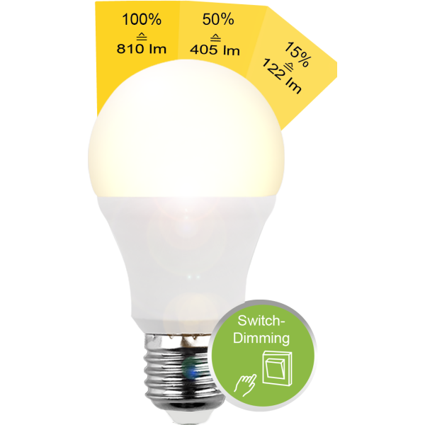 LED SMD Lampe Birnenform E27 8,8W 810lm warmweiß Switch DIM