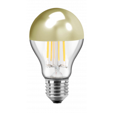 LED Filament Vintage Lampe Birnenform E27 7W 645lm warmweiß Spiegelkopf Gold 180°